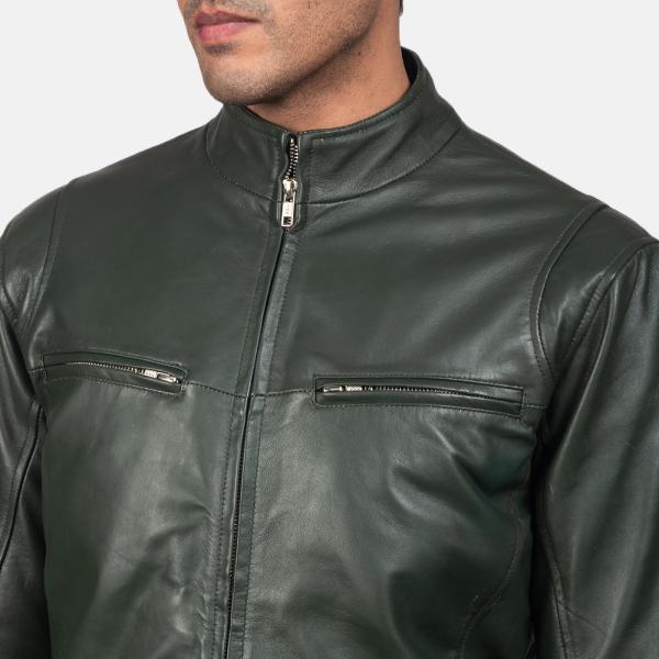 Ionic Green Leather Biker Jacket