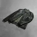 Lavendard Green Leather Biker Jacket