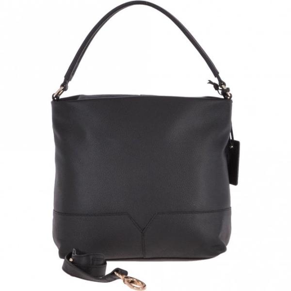 Medium Leather Hobo Bag Black