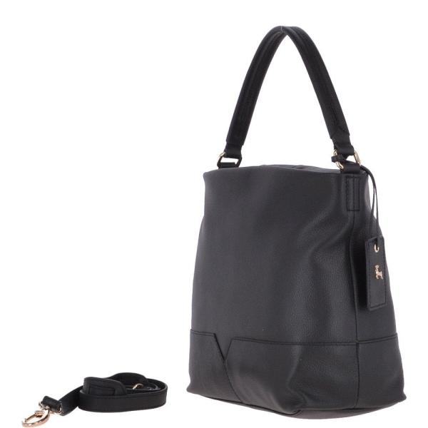 Medium Leather Hobo Bag Black