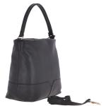 Medium Leather Hobo Bag Black