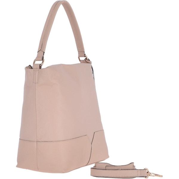 Medium Natural Skin Lined Leather Hobo Bag Panna Cotta