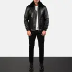 Airin G-1 Black Leather Bomber Jacket