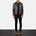 Noah Brown Leather Biker Jacket