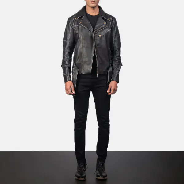 Vincent Black Leather Biker Jacket