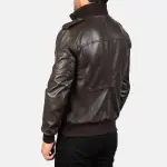 Agent Shadow Brown Leather Bomber Jacket