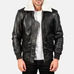 Airin G-1 Black & White Leather Bomber Jacket