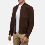 Blain Mocha Suede Bomber Jacket