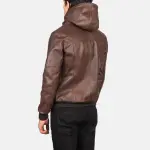 Bouncer Biz Brown Leather Bomber Jacket