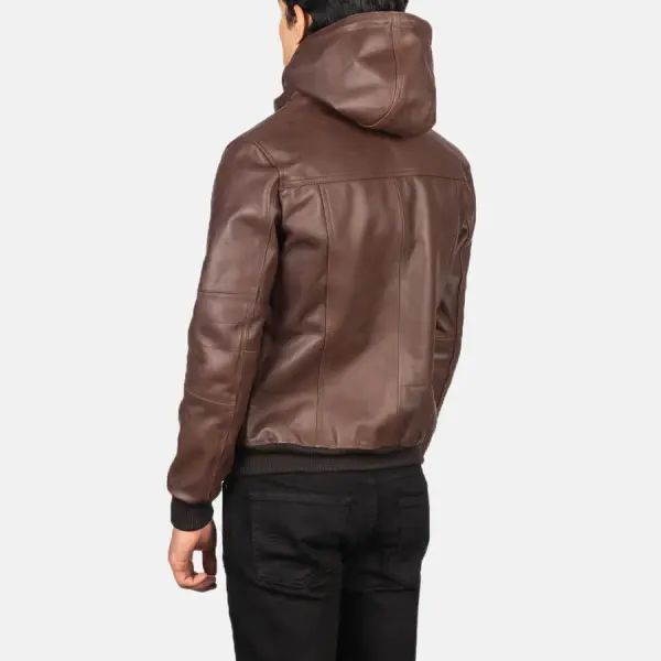 Bouncer Biz Brown Leather Bomber Jacket