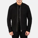 Charcoal Black Suede Biker Jacket