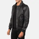 Coffmen Black A2 Leather Bomber Jacket