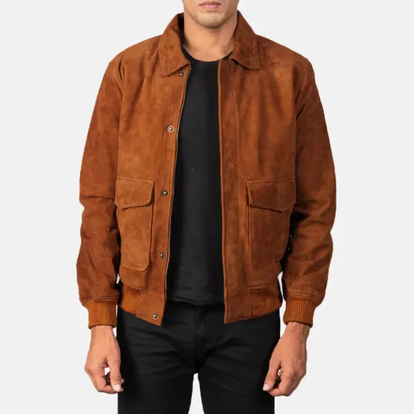 Coffmen Tan Brown Suede A2 Bomber Jacket