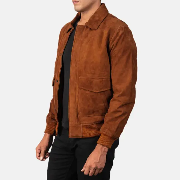 Coffmen Tan Brown Suede A2 Bomber Jacket