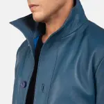 Columbus Blue Leather Bomber Jacket