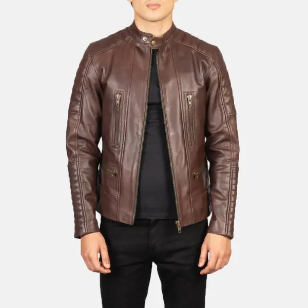 Damian Brown Leather Biker Jacket