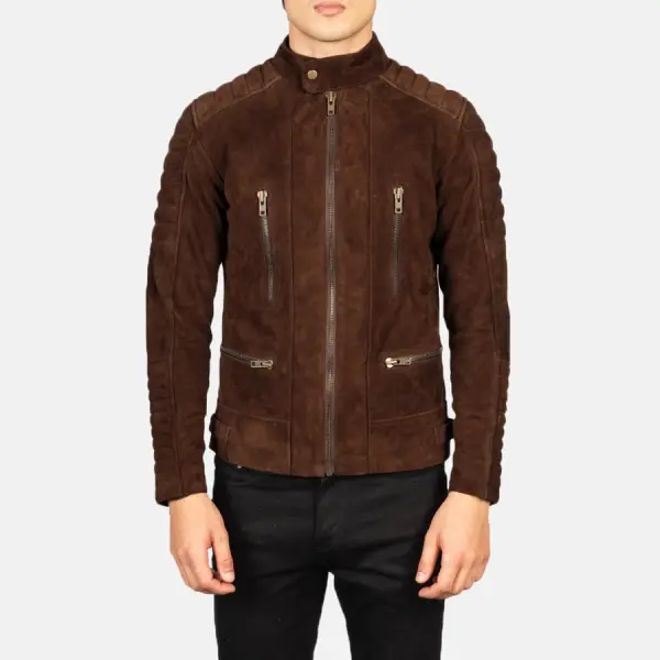 Damian Mocha Suede Biker Jacket