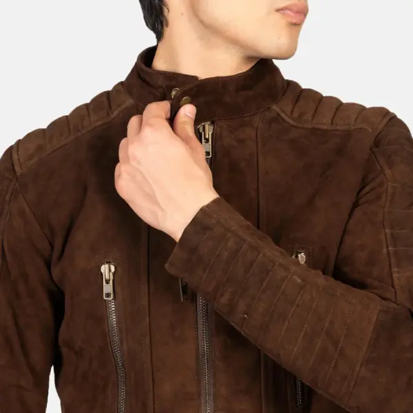 Damian Mocha Suede Biker Jacket