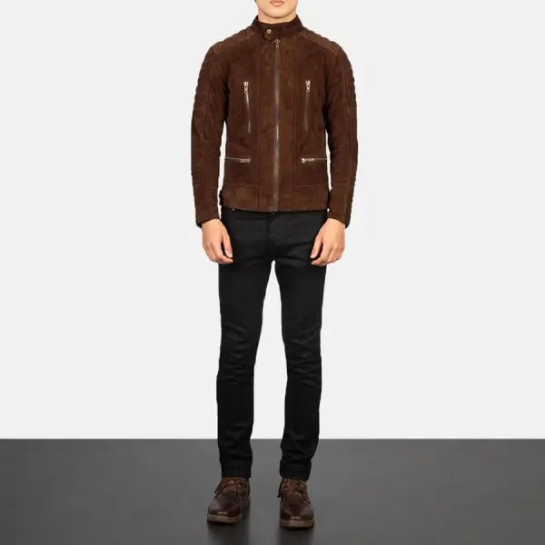 Damian Mocha Suede Biker Jacket