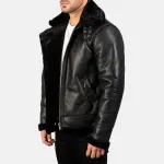 Francis B-3 Black Leather Bomber Jacket