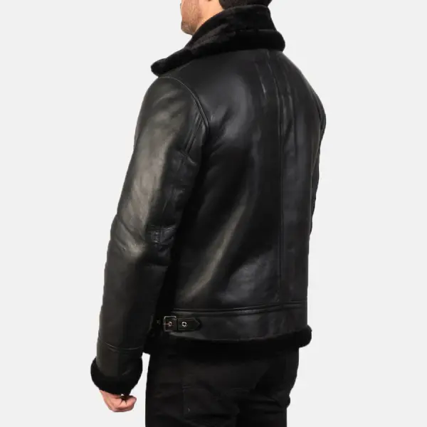 Francis B-3 Black Leather Bomber Jacket