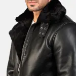 Francis B-3 Black Leather Bomber Jacket