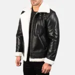 Francis B-3 Black & White Leather Bomber Jacket