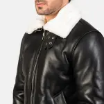 Francis B-3 Black & White Leather Bomber Jacket