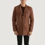 Ray Cutler Brown Leather Blazer