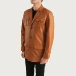 Ray Cutler Tan Brown Leather Blazer