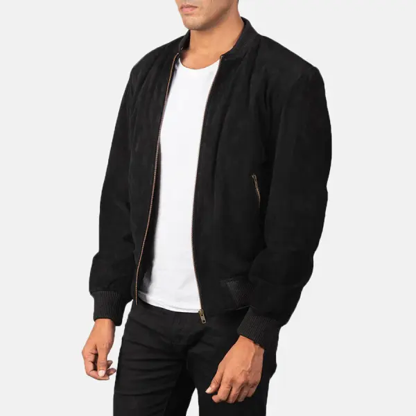 Shane Black Suede Bomber Jacket