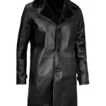 Stylish Black Shearling Leather Coat