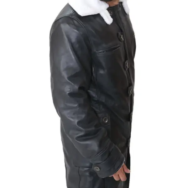 Bane Leather Black Sherpa Coat