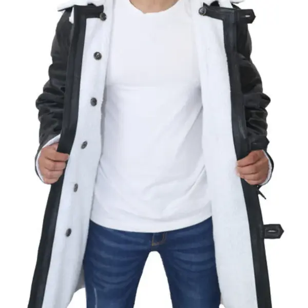 Bane Leather Black Sherpa Coat