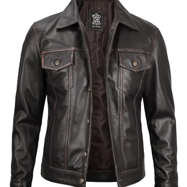 Infinity Leather Men Trucker Jacket