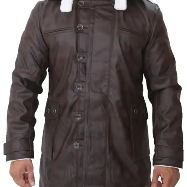 Distressed Dark Brown Bane Sherpa Coat