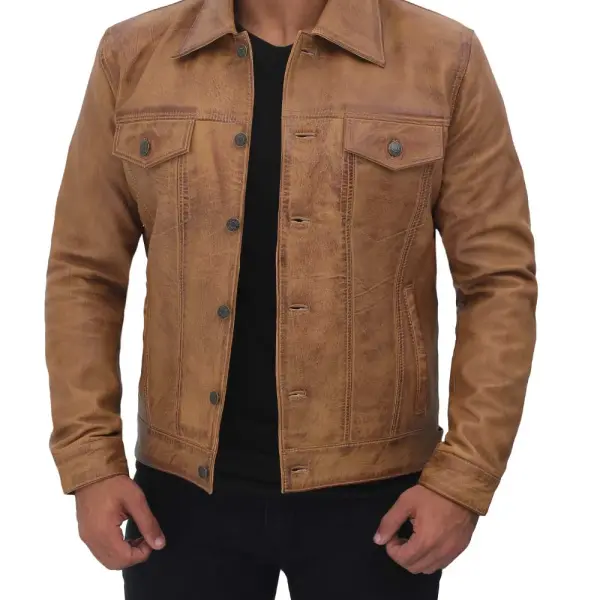 Infinity Leather Men Trucker Jacket