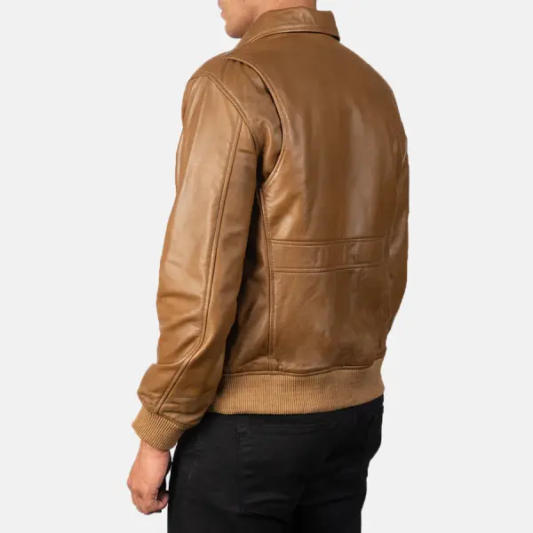 Coffmen Olive Brown A2 Leather Bomber Jacket