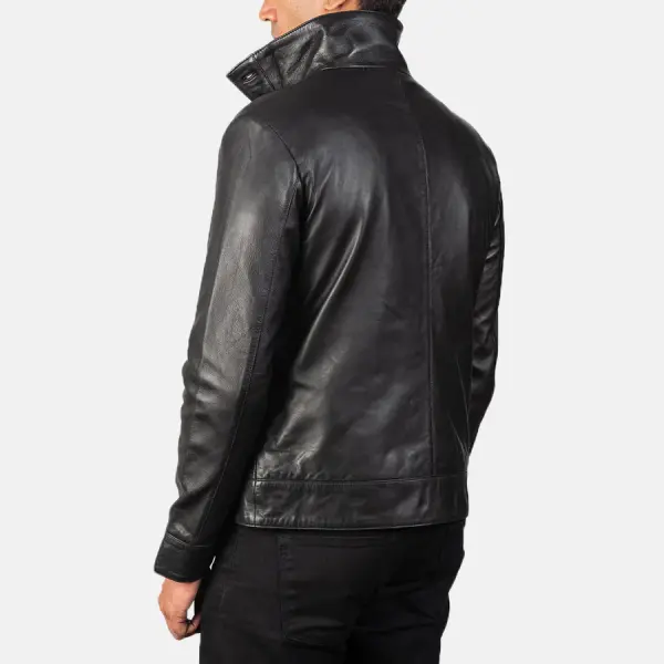 Columbus Black Leather Bomber Jacket