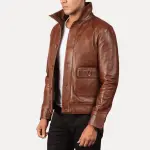 Columbus Brown Leather Bomber Jacket