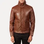 Columbus Brown Leather Bomber Jacket