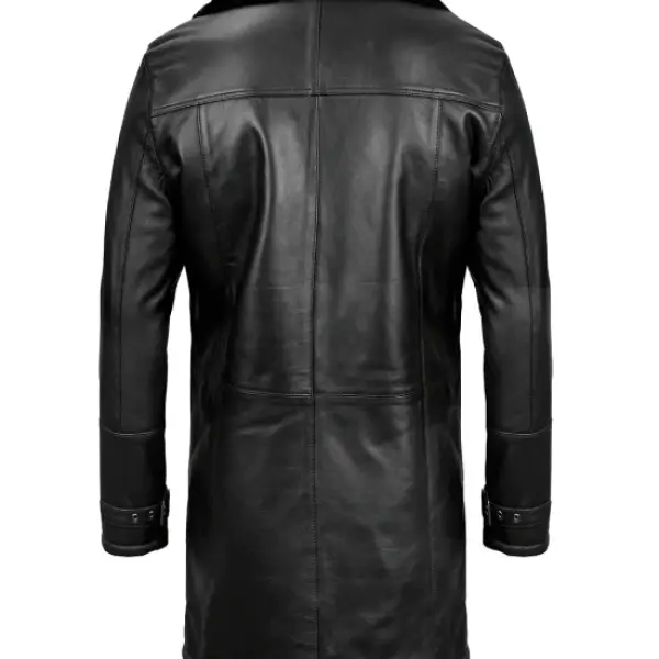 Stylish Black Shearling Leather Coat