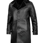 Stylish Black Shearling Leather Coat