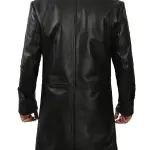 Real Black Leather Brown Shearling Coat Men