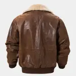 Men's Brown Bomber Aviator Jacket with Removeable Shearling Collar