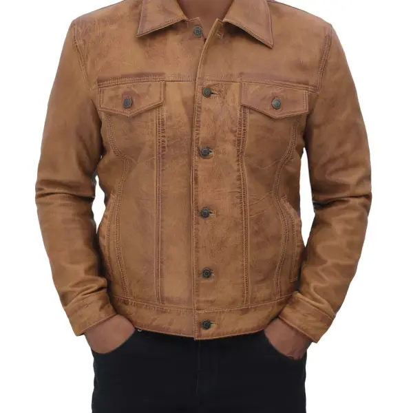 Infinity Leather Men Trucker Jacket