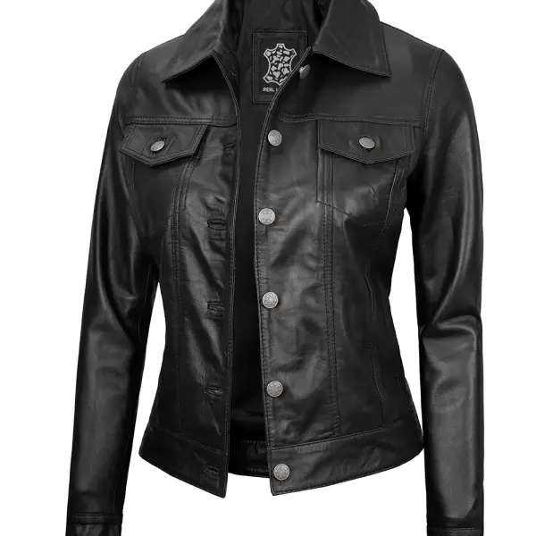 Infinity Leather Women Trucker Jacket