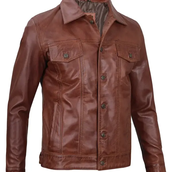 Infinity Leather Men Trucker Jacket