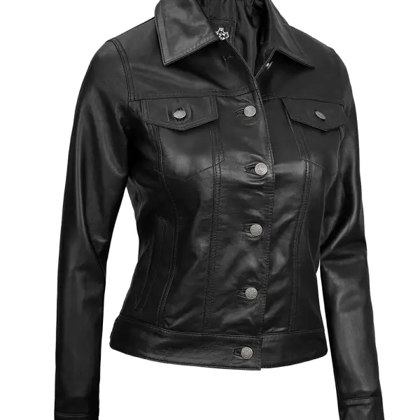 Infinity Leather Women Trucker Jacket