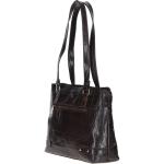 Zip Mid Section Real Leather Shoulder Bag Brown